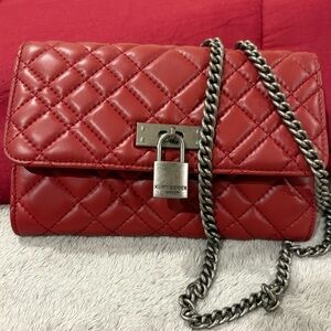 Kurt Geiger Red Quilted Wallet with Chain Strap new